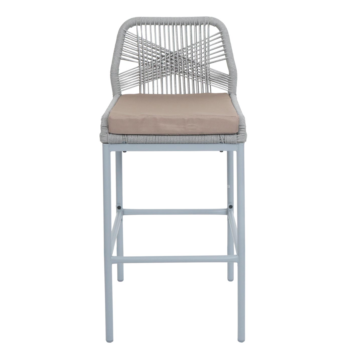 Cosmo Casa - Set van 2 Barkrukken - Touwgaas - Metaal Houtlook - Antraciet - Taupe Kussens