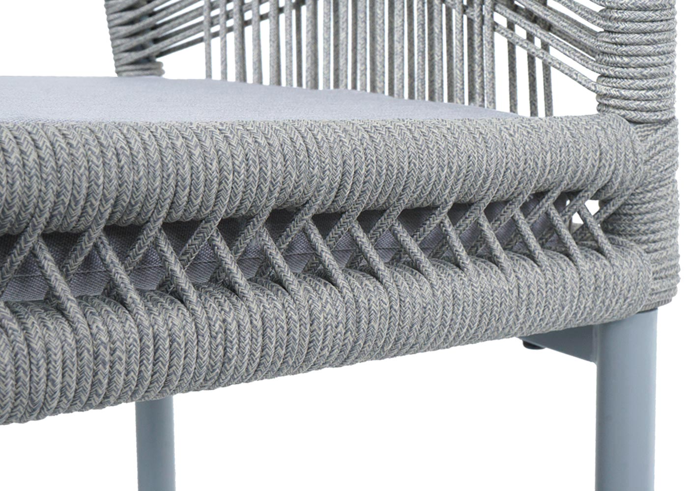 Cosmo Casa - Set van 2 Barkrukken - Touwgaas - Metaal Houtlook - Antraciet - Lichtgrijze Kussens