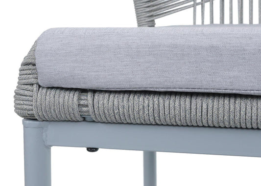 Cosmo Casa - Set van 2 Barkrukken - Touwgaas - Metaal Houtlook - Antraciet - Lichtgrijze Kussens