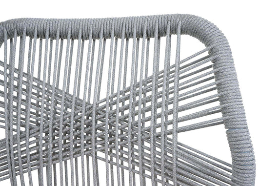 Cosmo Casa - Set van 2 Barkrukken - Touwgaas - Metaal Houtlook - Antraciet - Lichtgrijze Kussens