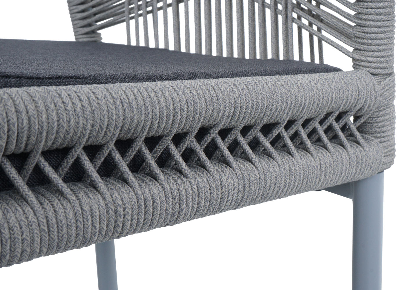 Cosmo Casa - Set van 2 Barkrukken - Touwgaas - Metaal Houtlook - Antraciet - Donkergrijs Kussens