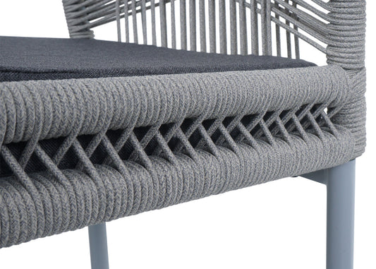 Cosmo Casa - Set van 2 Barkrukken - Touwgaas - Metaal Houtlook - Antraciet - Donkergrijs Kussens