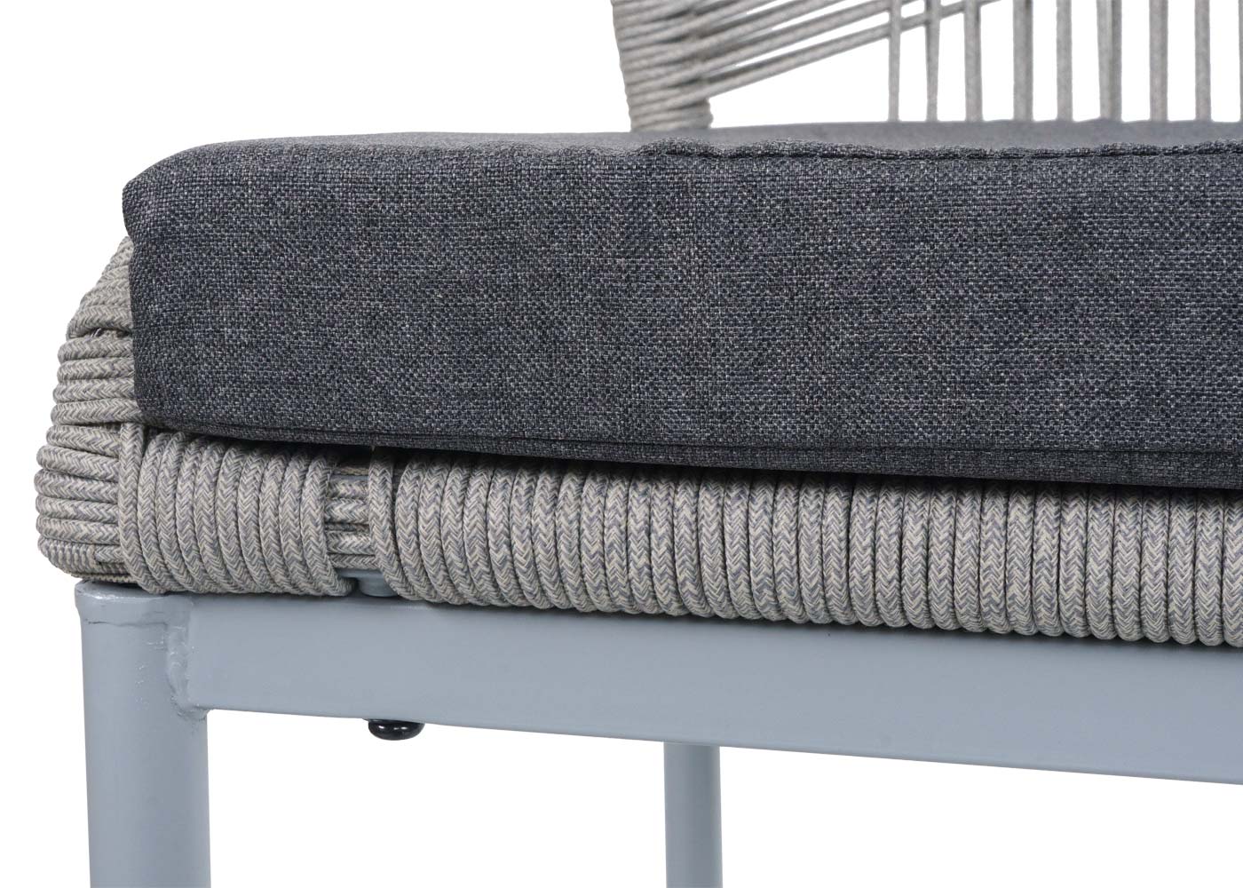 Cosmo Casa - Set van 2 Barkrukken - Touwgaas - Metaal Houtlook - Antraciet - Donkergrijs Kussens