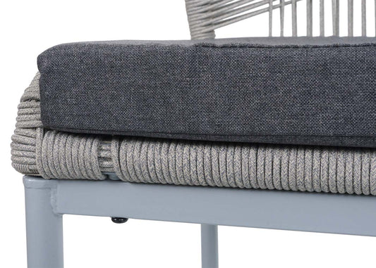 Cosmo Casa - Set van 2 Barkrukken - Touwgaas - Metaal Houtlook - Antraciet - Donkergrijs Kussens