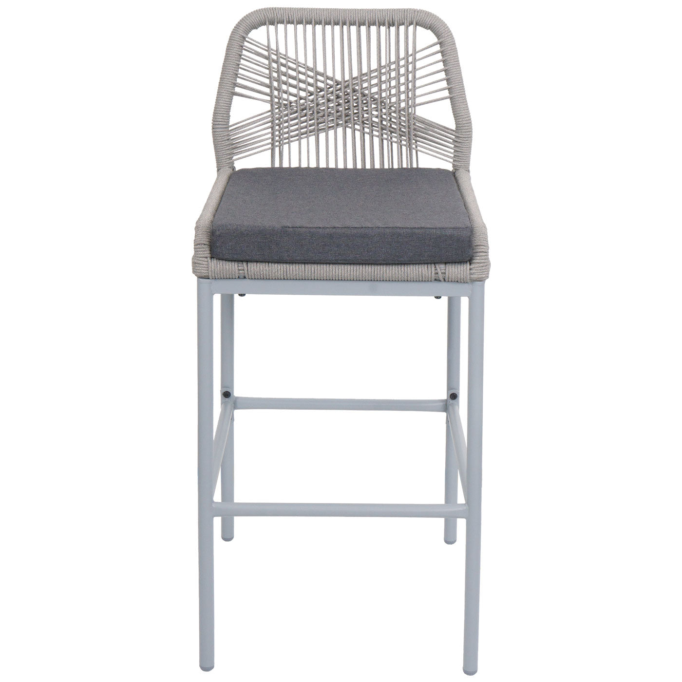 Cosmo Casa - Set van 2 Barkrukken - Touwgaas - Metaal Houtlook - Antraciet - Donkergrijs Kussens