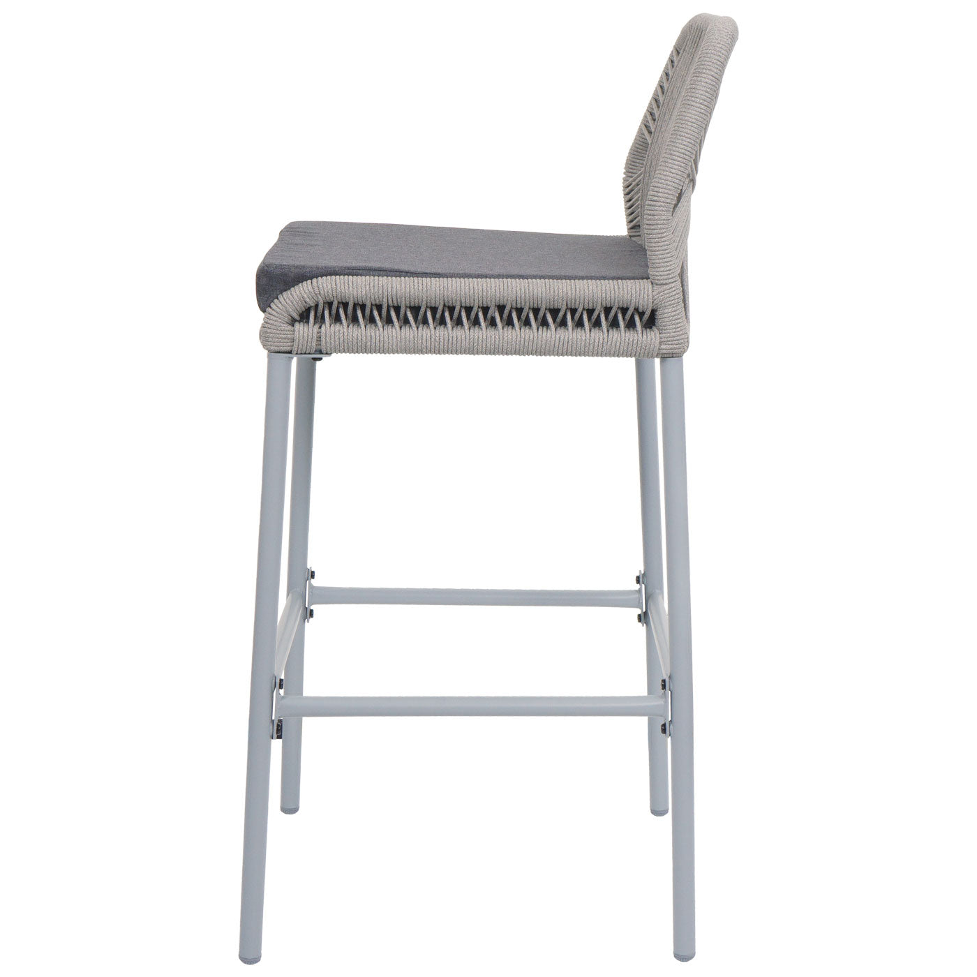 Cosmo Casa - Set van 2 Barkrukken - Touwgaas - Metaal Houtlook - Antraciet - Donkergrijs Kussens