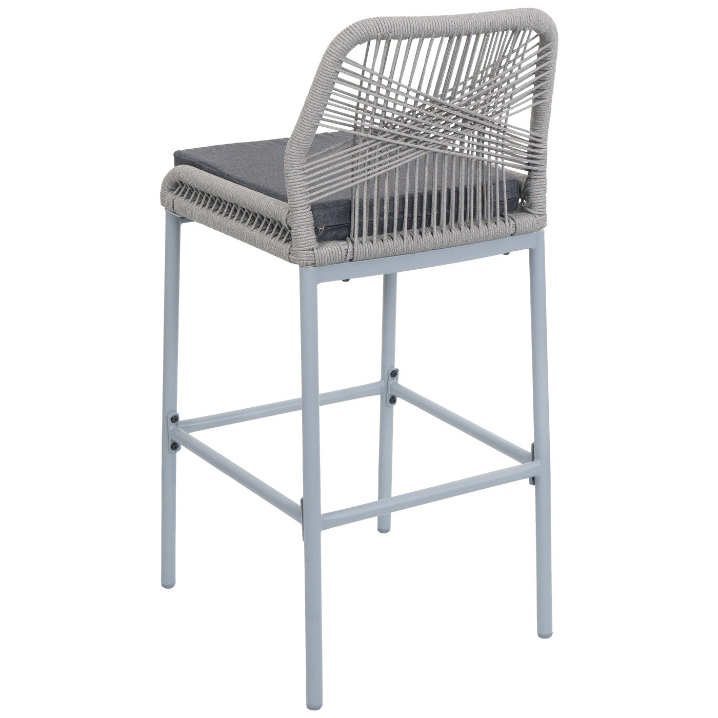 Cosmo Casa - Set van 2 Barkrukken - Touwgaas - Metaal Houtlook - Antraciet - Donkergrijs Kussens