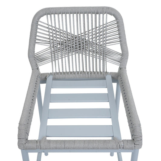 Cosmo Casa - Set van 2 Barkrukken - Touwgaas - Metaal Houtlook - Antraciet - Donkergrijs Kussens