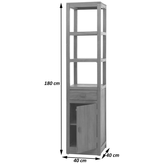 Cosmo Casa - Teak Badkamerset - IJdelheid Plank - Ladder Plank - Muur Spiegel - Badmat - Hoogwaardig B-Kwaliteit Teak