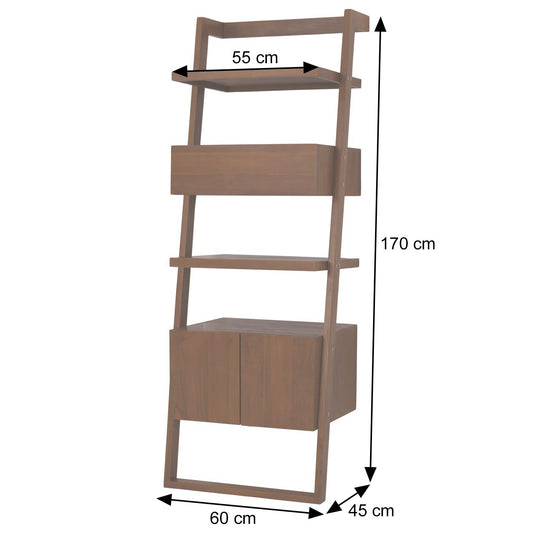 Cosmo Casa - Teak Badkamerset - IJdelheid Plank - Ladder Plank - Muur Spiegel - Badmat - Hoogwaardig B-Kwaliteit Teak