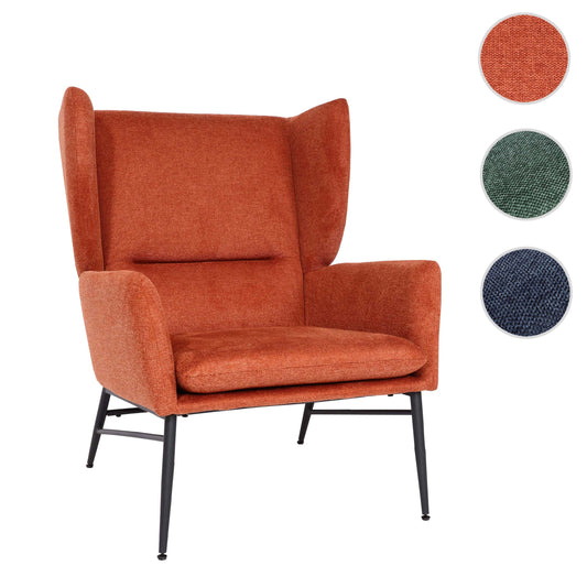 Cosmo Casa - Loungestoel - Vleugel - Textiel & Metaal - Terracotta-Bruin