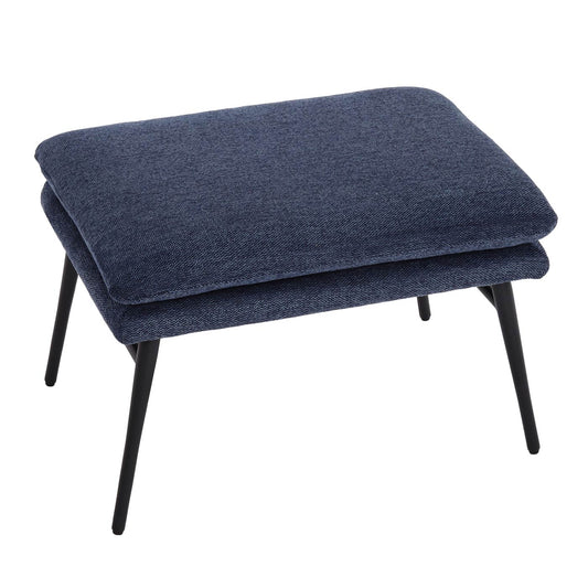 Cosmo Casa - Loungestoel met poef - Gestoffeerd - Textiel - Blauw