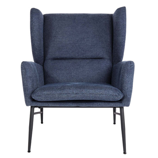 Cosmo Casa - Loungestoel - Vleugel - Textiel & Metaal - Blauw