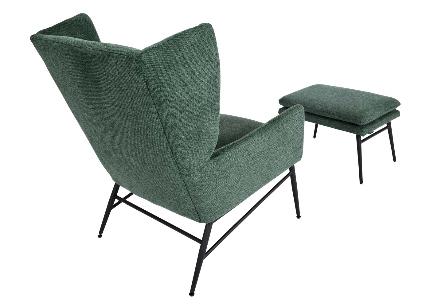 Cosmo Casa - Loungestoel met poef - Gestoffeerd - Textiel - Groen