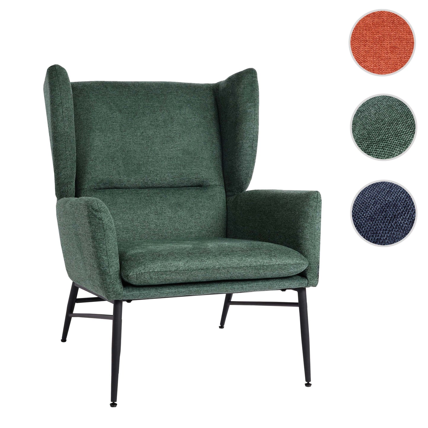 Cosmo Casa - Loungestoel - Vleugel - Textiel & Metaal - Groen