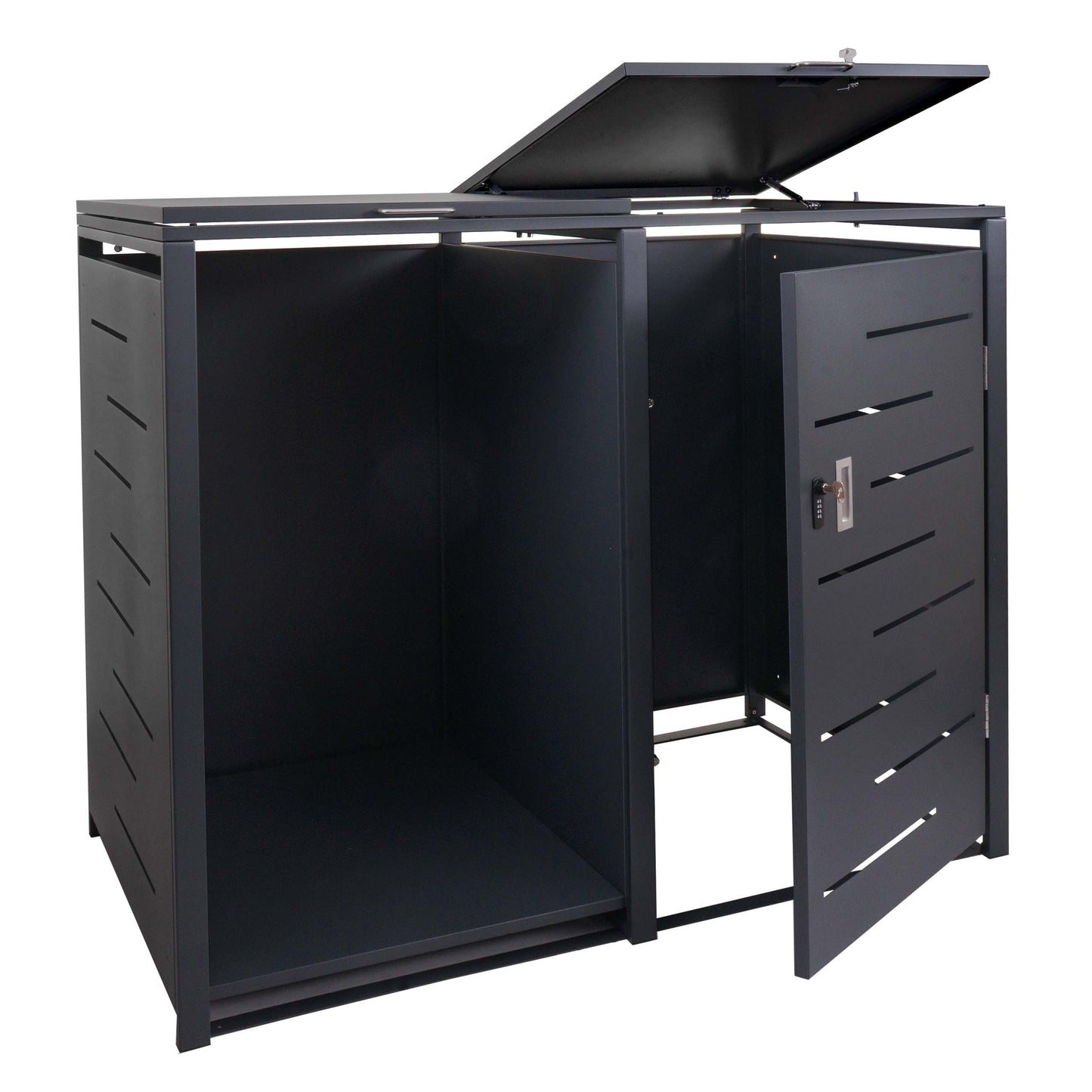 Cosmo Casa - Vuilnisbakbekleding met Brandhoutplank - Afvalbak - Metaal - Antraciet - 117×132×82 cm / 52 kg