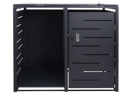 Cosmo Casa - Vuilnisbakbekleding met Brandhoutplank - Afvalbak - Metaal - Antraciet - 117×132×82 cm / 52 kg