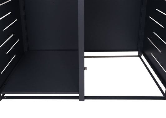 Cosmo Casa - Vuilnisbakbekleding met Brandhoutplank - Afvalbak - Metaal - Antraciet - 117×132×82 cm / 52 kg