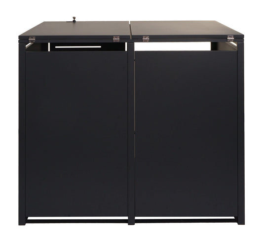 Cosmo Casa - Vuilnisbakbekleding met Brandhoutplank - Afvalbak - Metaal - Antraciet - 117×132×82 cm / 52 kg