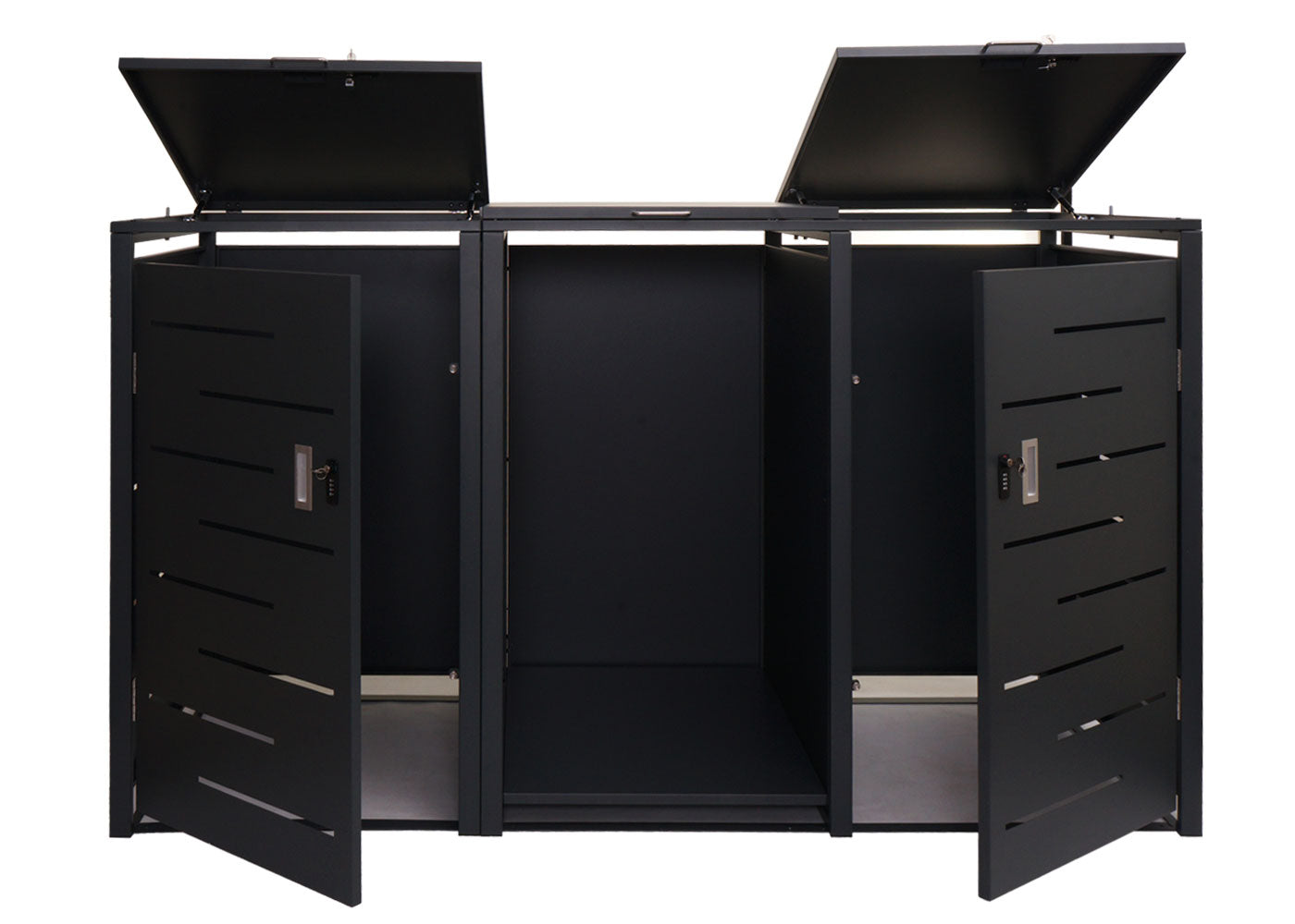 Cosmo Casa - Set van 2 Vuilnisbakkenbekleding met Brandhoutrek - Afvalbak - Metaal - Antraciet - 117×198×82 cm / 80 kg