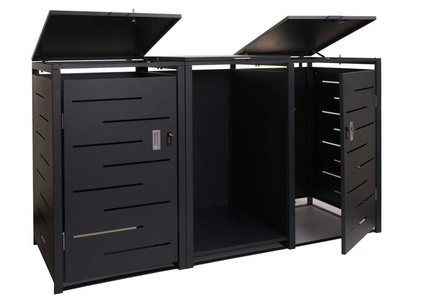 Cosmo Casa - Set van 2 Vuilnisbakkenbekleding met Brandhoutrek - Afvalbak - Metaal - Antraciet - 117×198×82 cm / 80 kg