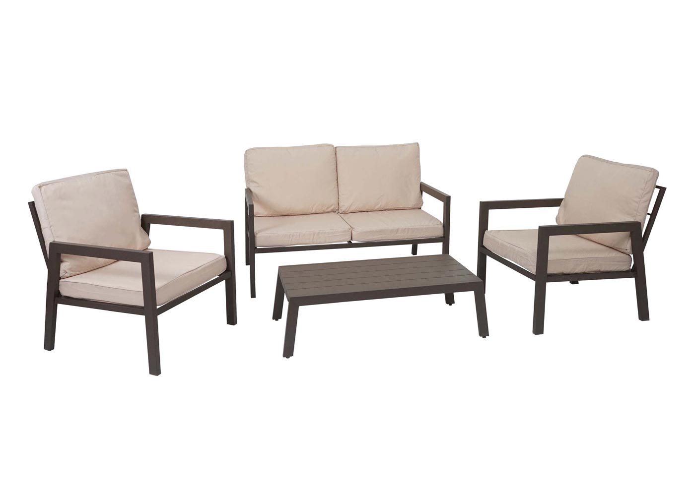 Cosmo Casa - Tuinlounge Set - Bank & Tafel - Metaal & Bekleding - Crèmewit