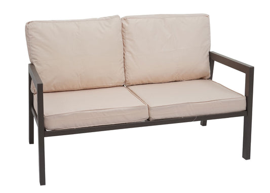 Cosmo Casa - Tuinlounge Set - Bank & Tafel - Metaal & Bekleding - Crèmewit