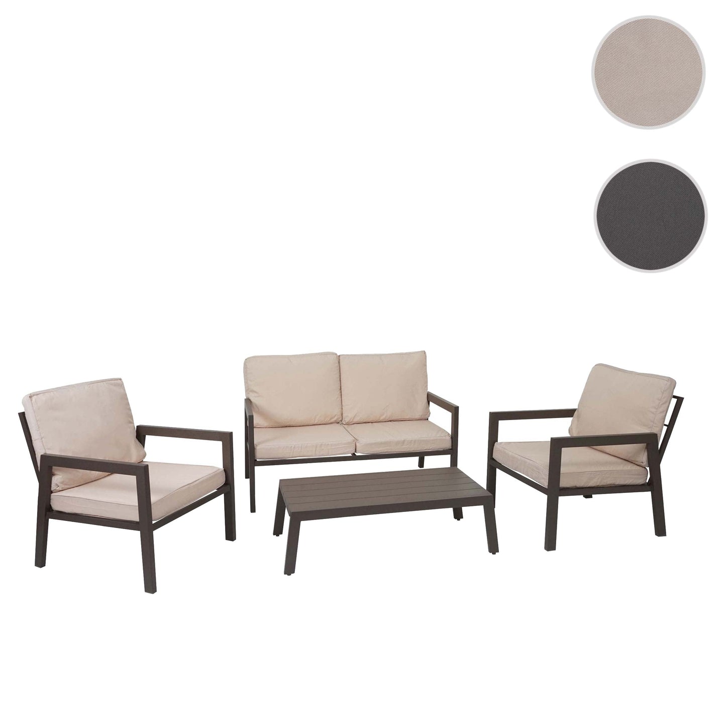 Cosmo Casa - Tuinlounge Set - Bank & Tafel - Metaal & Bekleding - Crèmewit