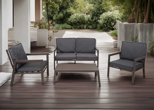 Cosmo Casa - Tuinlounge Set - Bank & Tafel - Metaal & Bekleding - Grijs