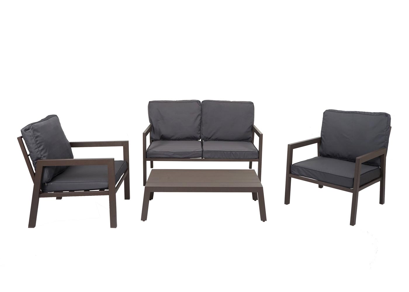 Cosmo Casa - Tuinlounge Set - Bank & Tafel - Metaal & Bekleding - Grijs