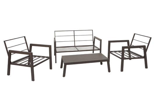 Cosmo Casa - Tuinlounge Set - Bank & Tafel - Metaal & Bekleding - Grijs