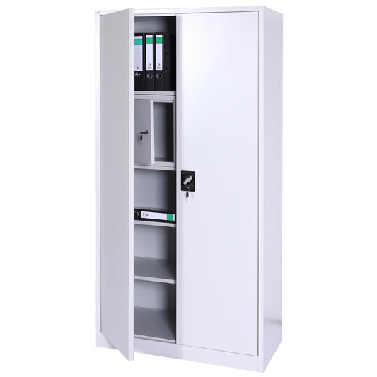 Cosmo Casa - Archiefkast - Multifunctioneel - Metaal - Grijs - 185×90×45 cm