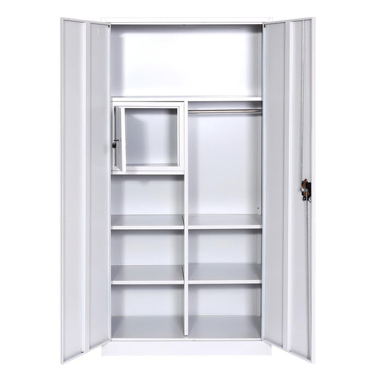 Cosmo Casa - Archiefkast - Multifunctioneel - Metaal - Grijs - 185×90×45 cm