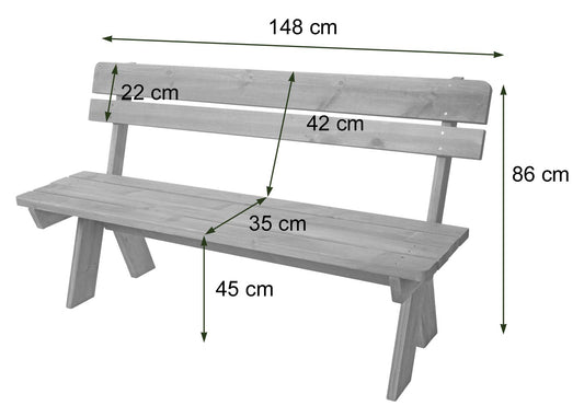 Cosmo Casa - Tuinbank Houten Bank Parkbank - Horecakwaliteit - Massief Hout - Naturel - 148 cm