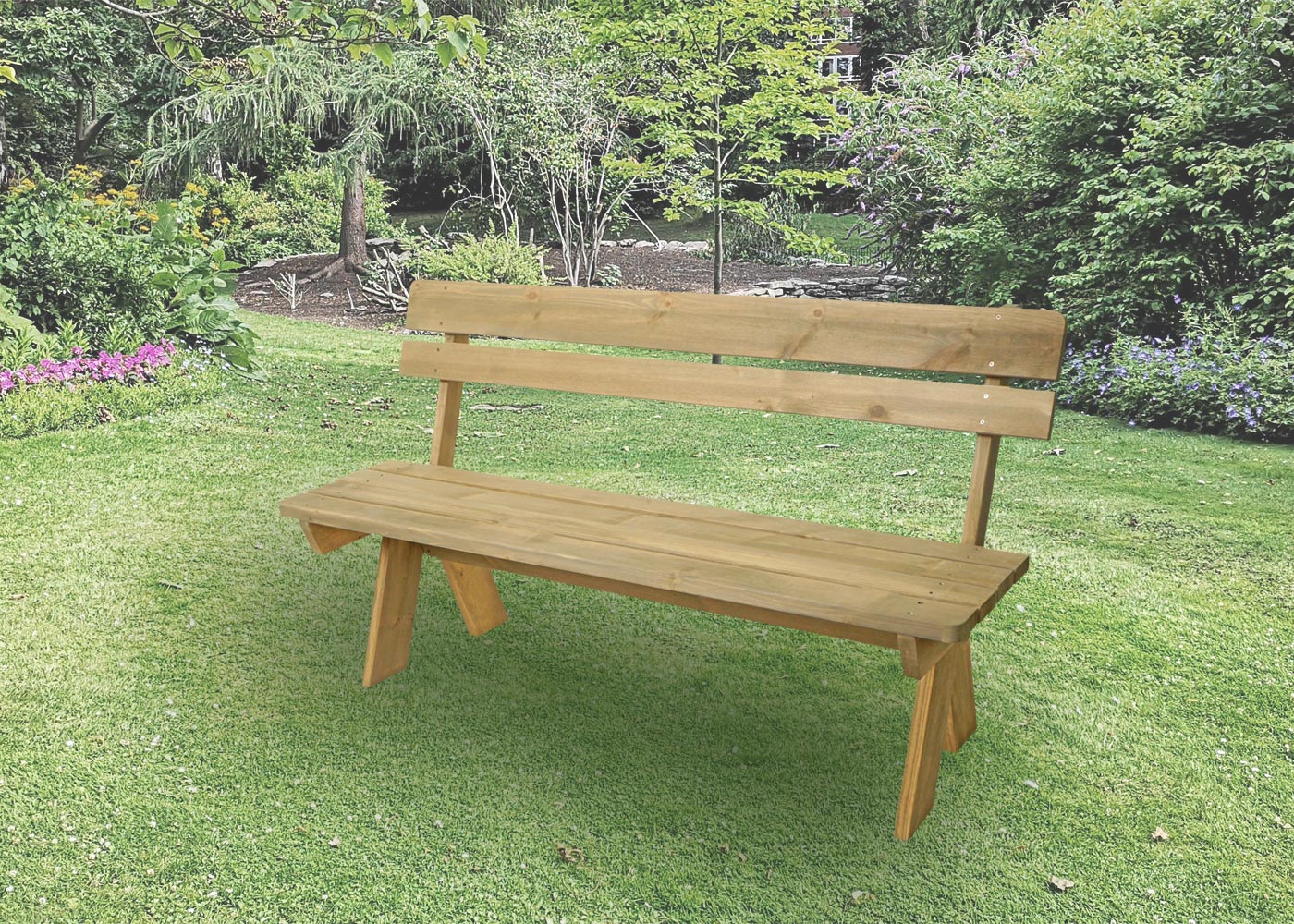 Cosmo Casa - Tuinbank Houten Bank Parkbank - Horecakwaliteit - Massief Hout - Naturel - 148 cm