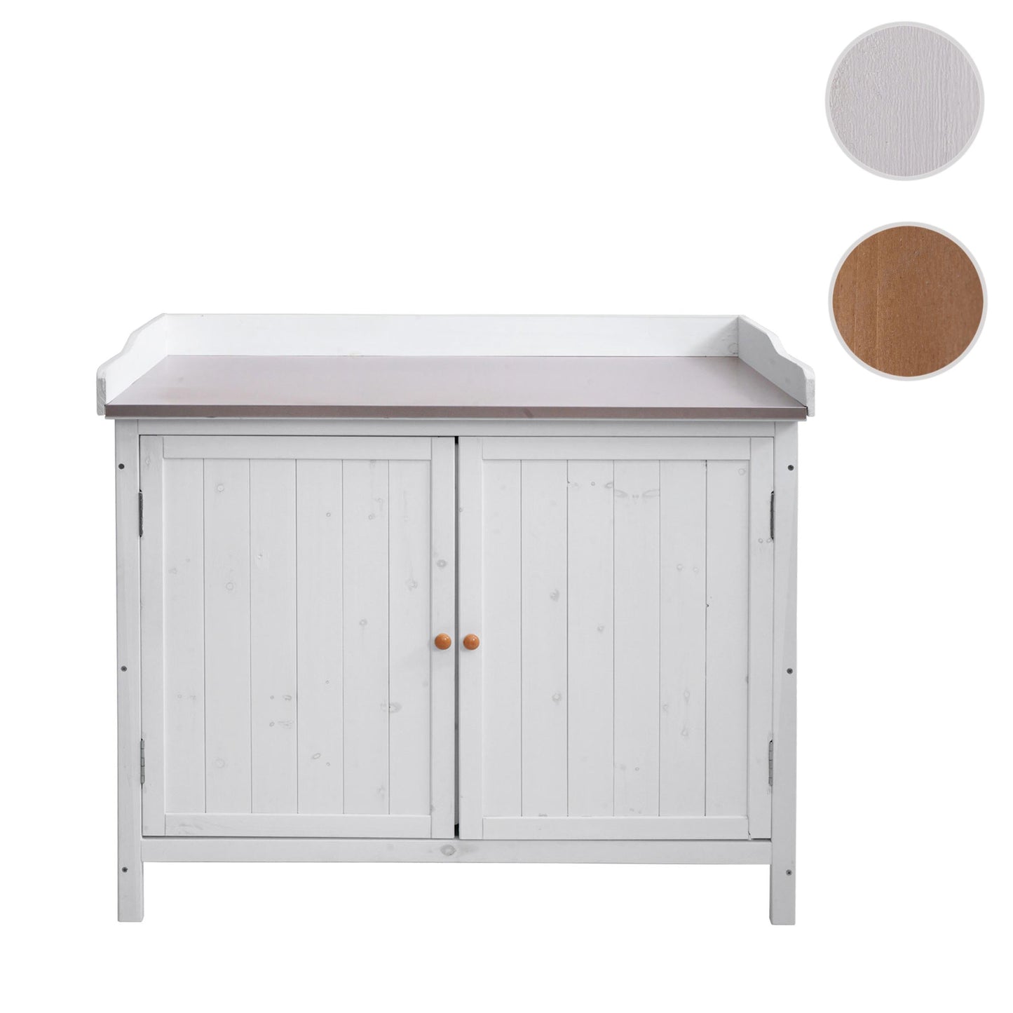 Cosmo Casa - Tuinkast met Werkblad - Plantentafel - Dennenhout - Wit - 86×104×52 cm