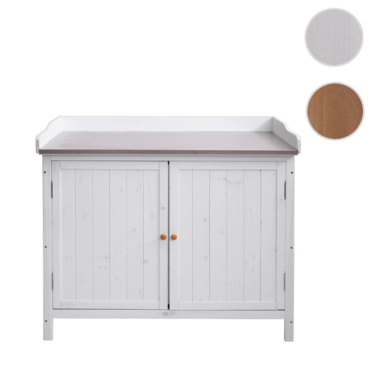 Cosmo Casa - Tuinkast met Werkblad - Plantentafel - Dennenhout - Wit - 86×104×52 cm