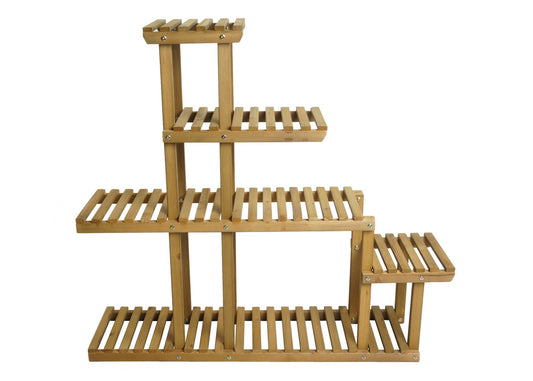 Cosmo Casa - Plantenplank Bloementrapstandaard - 5 Planken - Dennenhout - Bruin - 95×105×25 cm