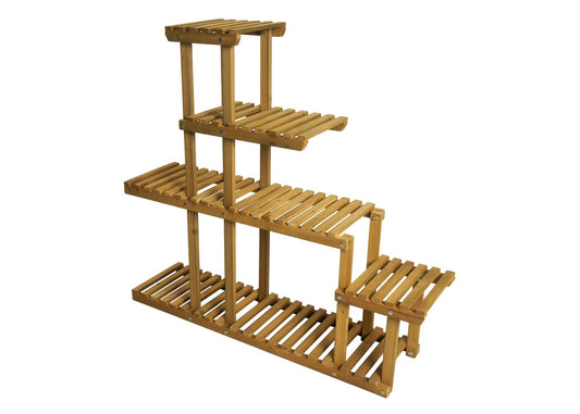 Cosmo Casa - Plantenplank Bloementrapstandaard - 5 Planken - Dennenhout - Bruin - 95×105×25 cm