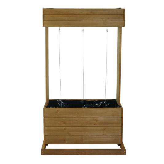 Cosmo Casa - Verhoogd Bed Plantenbak met Traliewerk - Dennenhout - Bruin - 145×85×50 cm