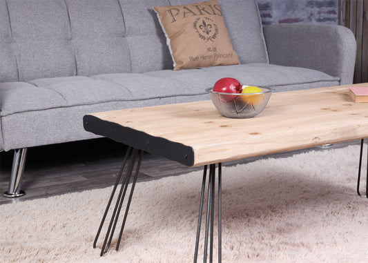 Cosmo Casa - Salontafel - Industrieel massief hout - Hout - Naturel - 120×60 cm