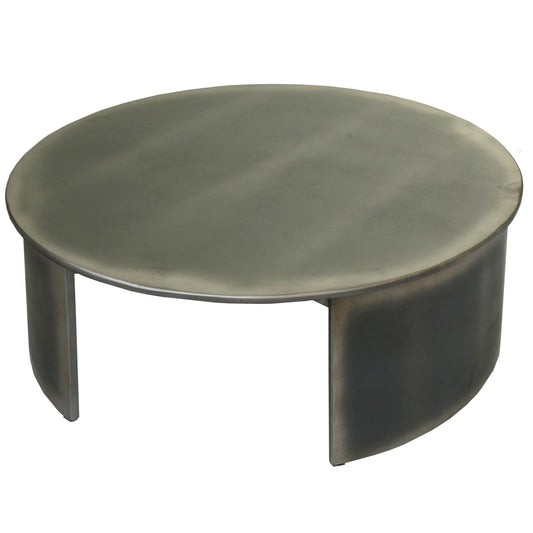 Cosmo Casa - Salontafel - Rond industrieel ontwerp - Metaal - Geborsteld metaallook - Ø 80 cm