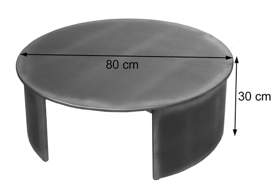 Cosmo Casa - Salontafel - Rond industrieel ontwerp - Metaal - Geborsteld metaallook - Ø 80 cm