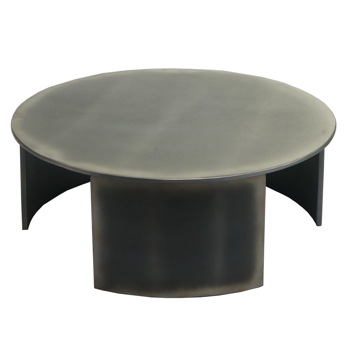 Cosmo Casa - Salontafel - Rond industrieel ontwerp - Metaal - Geborsteld metaallook - Ø 80 cm