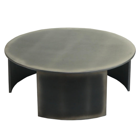 Cosmo Casa - Salontafel - Rond industrieel ontwerp - Metaal - Geborsteld metaallook - Ø 80 cm