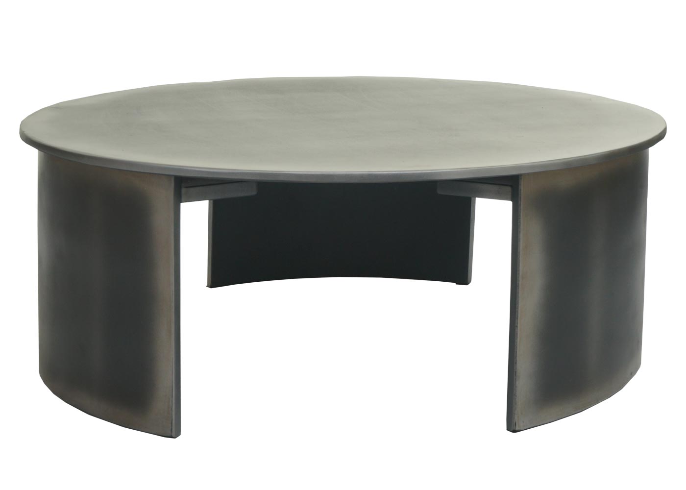 Cosmo Casa - Salontafel - Rond industrieel ontwerp - Metaal - Geborsteld metaallook - Ø 80 cm