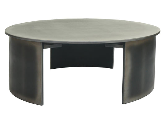 Cosmo Casa - Salontafel - Rond industrieel ontwerp - Metaal - Geborsteld metaallook - Ø 80 cm