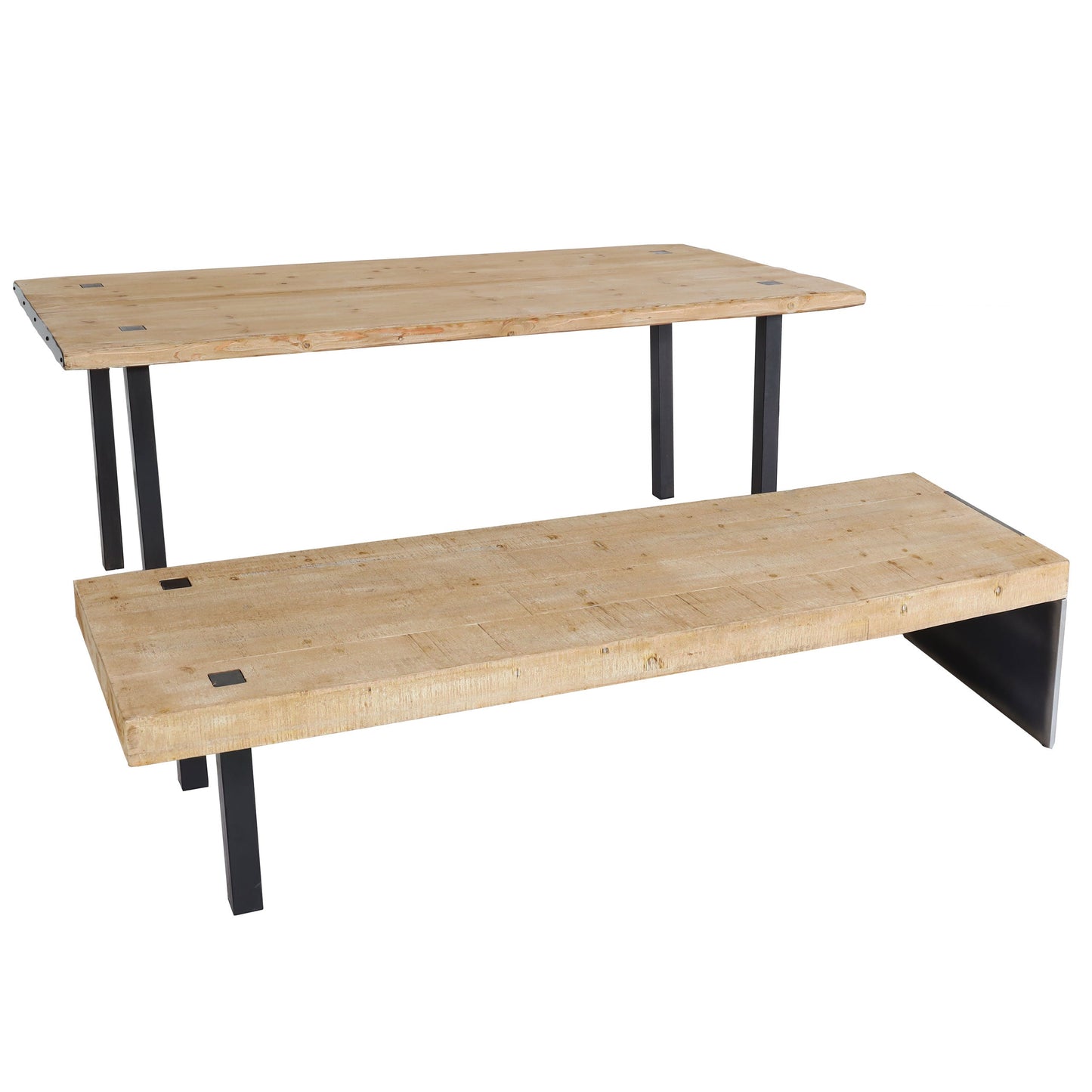 Cosmo Casa - Eetkamerset - Bank en tafel eetset - Hout - Naturel - 200 cm