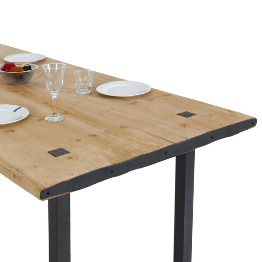 Cosmo Casa - Eettafel - Industrieel massief hout - Hout - Naturel - 200×90 cm