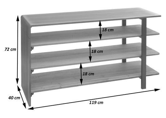 Cosmo Casa - Plank - Multifunctioneel industrieel ontwerp - Massief hout - Naturel met metaallook - 72×119×40 cm